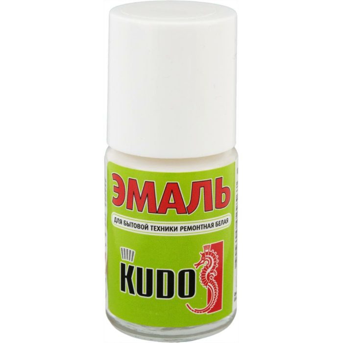 Эмаль для бытовой техники Kudo с кисточкой, цвет белый, 15 мл