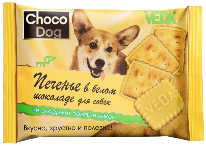 Лакомство для собак Veda Choco Dog печенье в белом шоколаде 30г