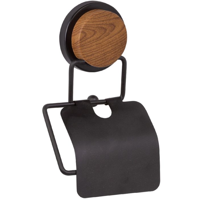 Держатель туалетной бумаги Fixsen Magic Wood FX-46010 с крышкой Черный матовый