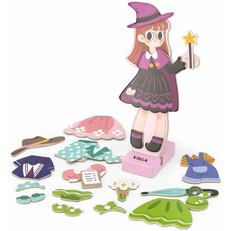 Игра магнитная Viga Toys Одень Девочку 36 предметов одежды и аксессуаров, 44635