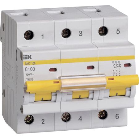 Автоматический выключатель IEK ВА47-100 3P 100 А 10 кА C