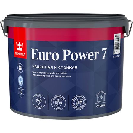 Краска Tikkurila Euro Power-7 цвет белый 9 л база А