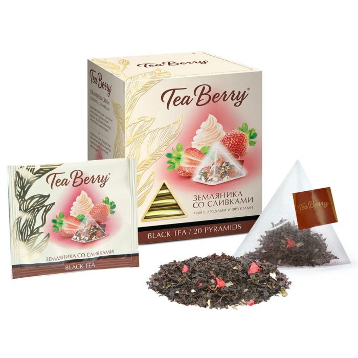 Чай черный TeaBerry Земляника со сливками 20 пакетиков, 34 г