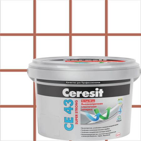 Затирка цементная Ceresit CE 43 водоотталкивающая цвет кирпичный 2 кг