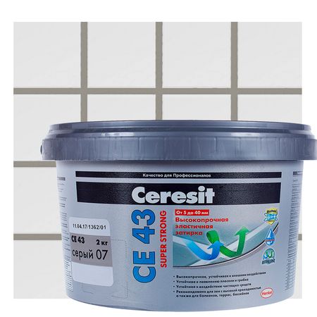 Затирка цементная Ceresit CE 43 водоотталкивающая цвет серый 2 кг