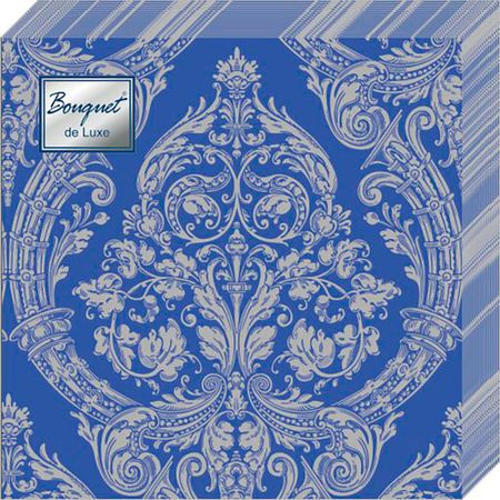 Салфетки Bouquet de luxe бумажные серебро на синем 24х24 3сл 25л
