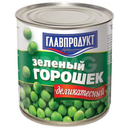 Горошек Главпродукт зеленый деликатесный, 425 г