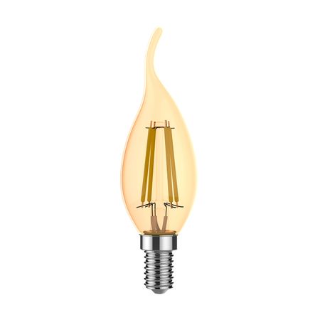 Лампа Gauss Basic Filament Свеча на ветру 3,8W 350lm 2400К Е14 golden LED 1/10/50
