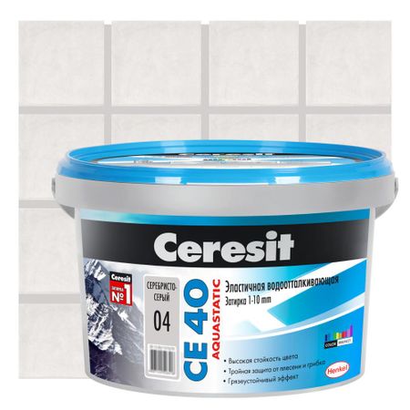 Затирка цементная Ceresit CE 40 водоотталкивающая цвет серебристо-серый 2 кг