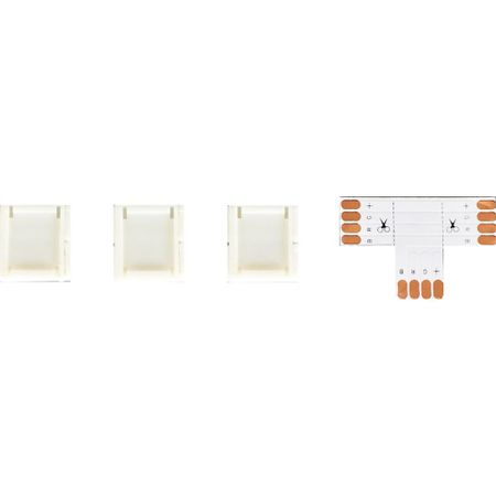 Коннекторы для RGB светодиодной ленты 5050 12-24 В 10 мм IP20 Т-образный 3 клипсы, контакты по центру