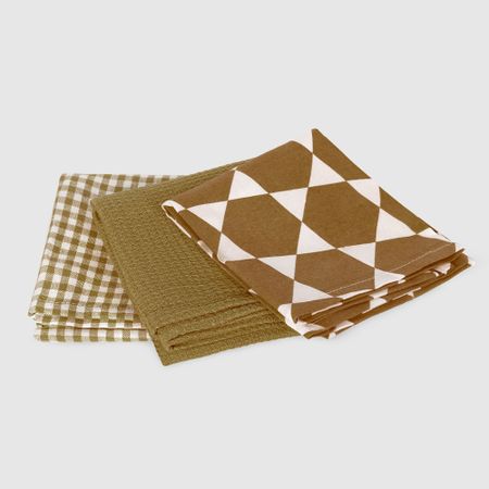Набор кухонных салфеток Homelines textiles 3 шт 45x65 см white/brown