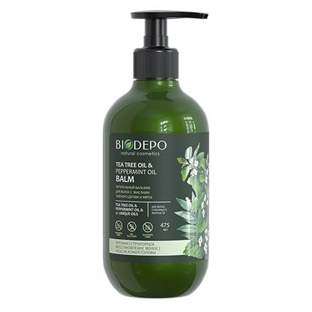 Бальзам Biodepo питательный для волос с маслами чайного дерева и мяты, 475 мл