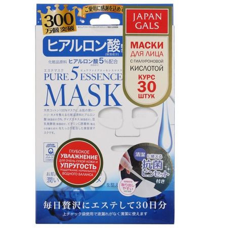 Маска для лица Japan Gals Pure 5 Essential Mask Hyaluronic ACID 30шт