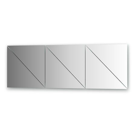 Зеркальная плитка с фацетом 10 мм - комплект 6 шт треугольник 40х40 см, серебро Evoform