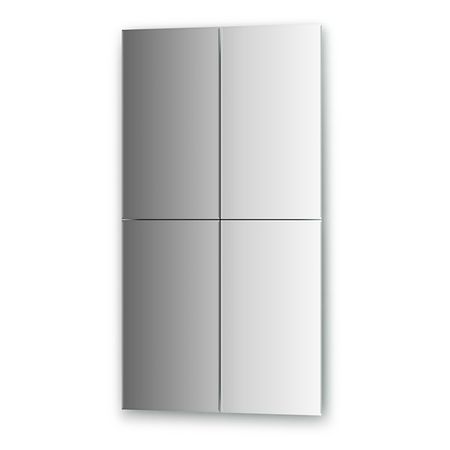 Зеркальная плитка с фацетом 5 мм - комплект 4 шт прямоугольник 25х45 см, серебро Evoform