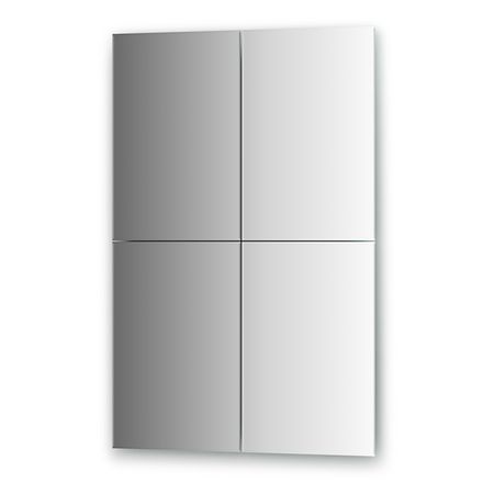 Зеркальная плитка с фацетом 5 мм - комплект 4 шт прямоугольник 30х45 см, серебро Evoform