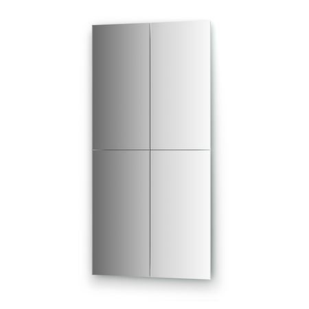 Зеркальная плитка с фацетом 5 мм - комплект 4 шт прямоугольник 30х60 см, серебро Evoform