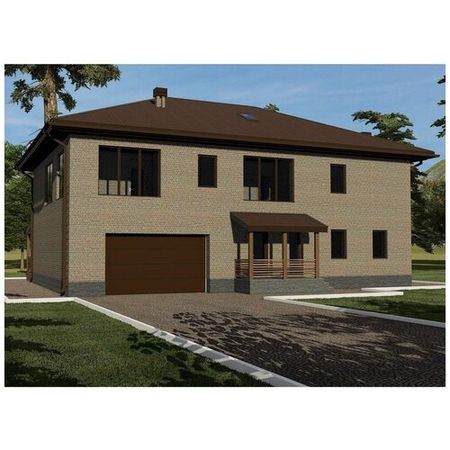 Готовый проект двухэтажного дома из газобетона с гаражом и террасой - AS-2557
