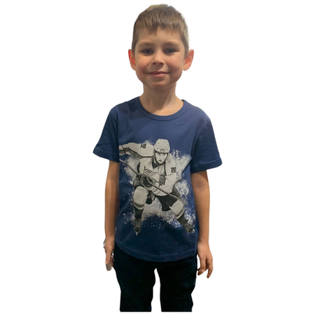 Детская футболка для мальчика черная с рисунком принт хоккеиста 7-8 лет 116 - 122 см