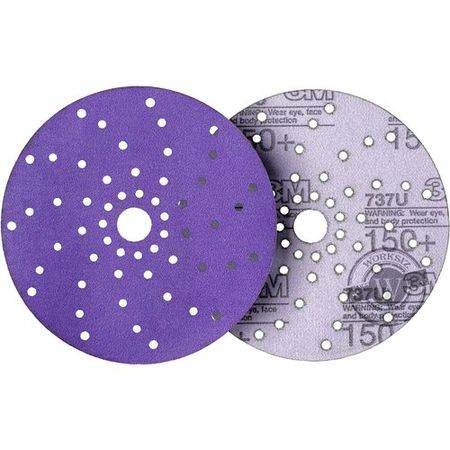 Абразивный шлифовальный круг  3M™ Hookit™ Purple+ Cubitron™ II P150+, 150 мм с мультипылеотводом | 51421 серии 737U, 1 шт.