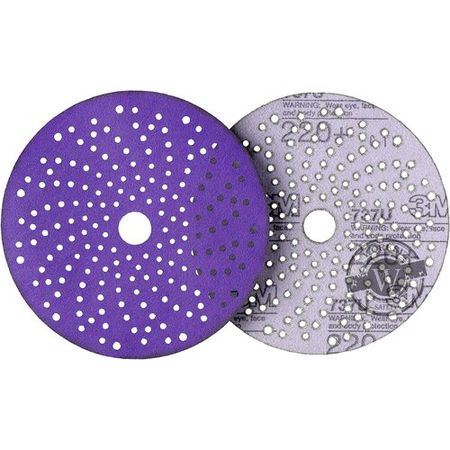 Абразивный шлифовальный круг  3M™ Hookit™ Purple+ Cubitron™ II P220+, 150 мм с мультипылеотводом | 51423 серии 737U, 10 шт.