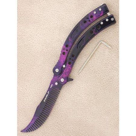 Расческа для бороды и волос в виде ножа бабочки для выполнения трюков Ножемир SKALP металл BRA-26