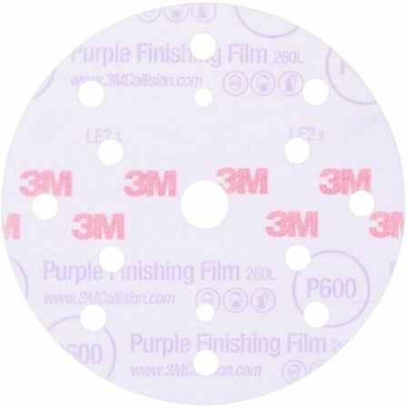 Абразивный шлифовальный круг  3M™ Hookit™ Purple P600, 150 мм с мультипылеотводом | 51156 серии 260L, 10 шт.