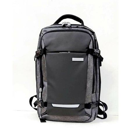 Рюкзак мужской городской повседневный 30л, USB, AUX, серый/черный