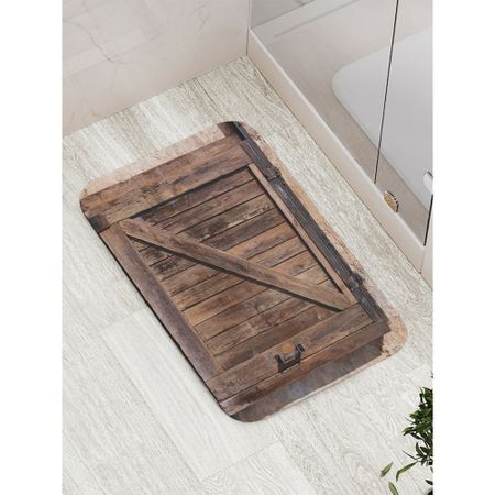 Противоскользящий коврик для ванной, сауны, бассейна JOYARTY Деревяная дверь в сарай