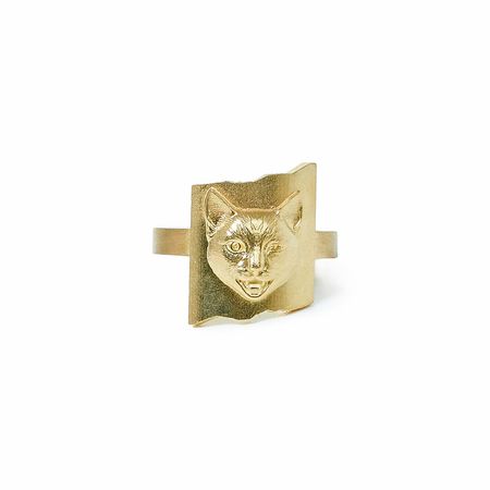 Dusty Rose Перстень из желтого золота Cat