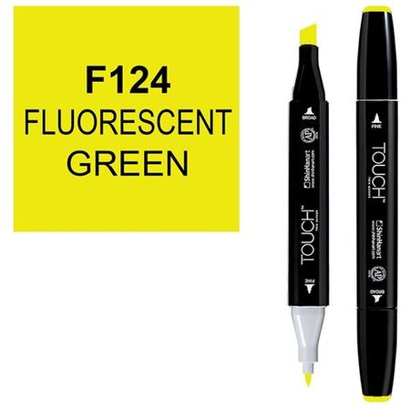 Двусторонний заправляемый маркер ShinHan TOUCH TWIN на спиртовой основе для скетчинга, цвет:F124 Зеленый флуоресцентный