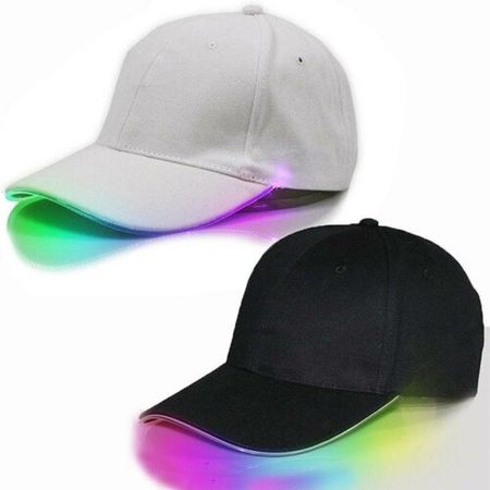 LED Бейсболка, светящая кепка, унисекс, модная кепка/Черная