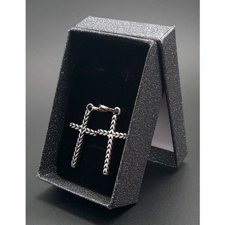 Моносерьга хупы серьги кольца с подвесками  "Крест Из Арматуры" с узорами висячие длинные готика висюльки змея крест мужские женские
