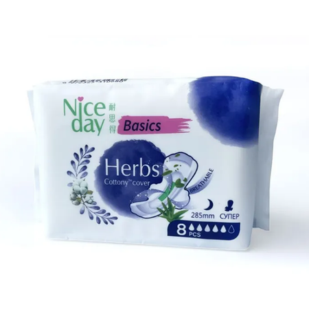 Женские ночные прокладки NiceDay Herbs Night 285мм. 8шт.