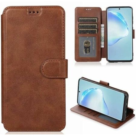 Чехол книжка для Samsung Galaxy A04s кожаный коричневый с магнитной застежкой / магнитным замком / флипом