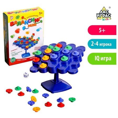 Настольная игра на равновесие "Балансинг мини", 48 фишек, 4 цвета, кубик, ЛАС играс KIDS