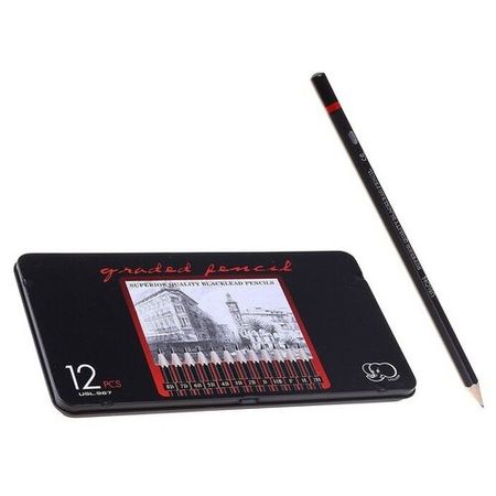 Набор карандашей чернографитных Gladed Pencil, 12 штук, твердость 2Н-8В