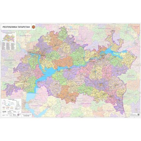 Настенная карта Республики Татарстан 136 х 92 см