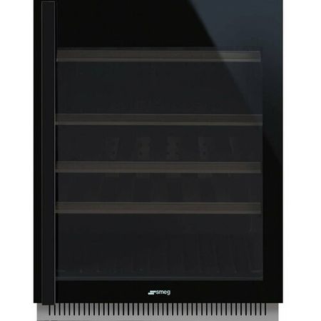 Smeg Винные шкафы SMEG/ Холодильный шкаф для вина встраиваемый, высота 82 см, петли справа, черное стекло.