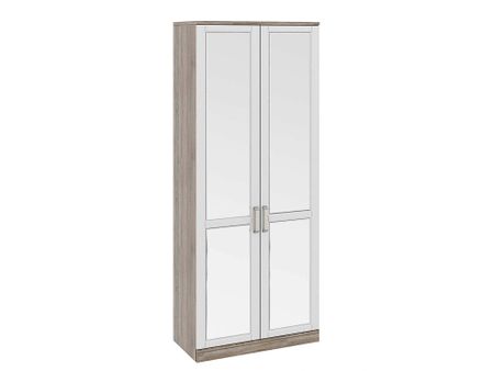 Шкаф для одежды с 2-мя зеркальными дверями Прованс Крем, Белый, Бежевый, МДФ, Зеркало, ЛДСП