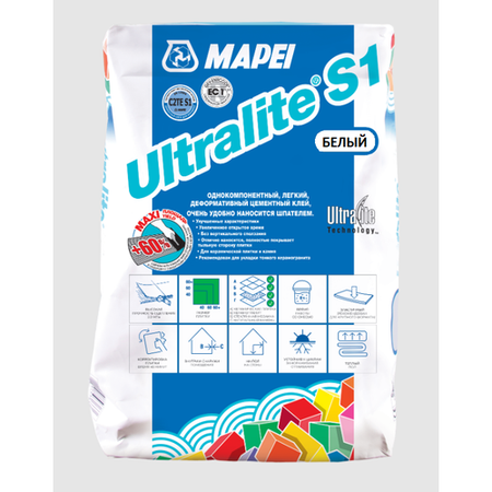 Клей MAPEI Ultralite S1 белый, 15 кг