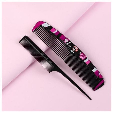 Набор расчёсок «Мода», 2 предмета, цвет чёрный/розовый