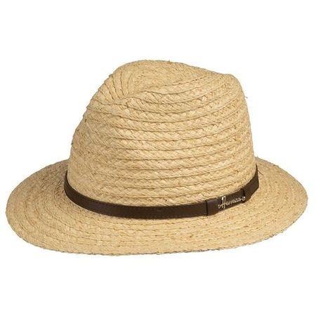 Шляпа федора Herman, солома, размер 55, бежевый