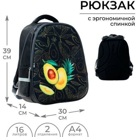 Рюкзак каркасный школьный Calligrata Avocado style, 39 х 30 х 14 см