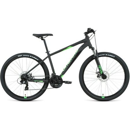 Велосипед горный хардтейл FORWARD APACHE 2.2 S disc 27.5" 15" черный матовый/ярко-зеленый RBKW1M37GS17